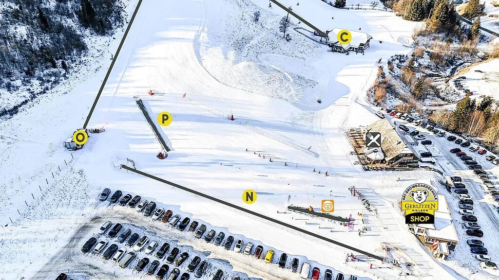 Gerlitzen Alpe - Klösterle Übungsgelände beschriftet