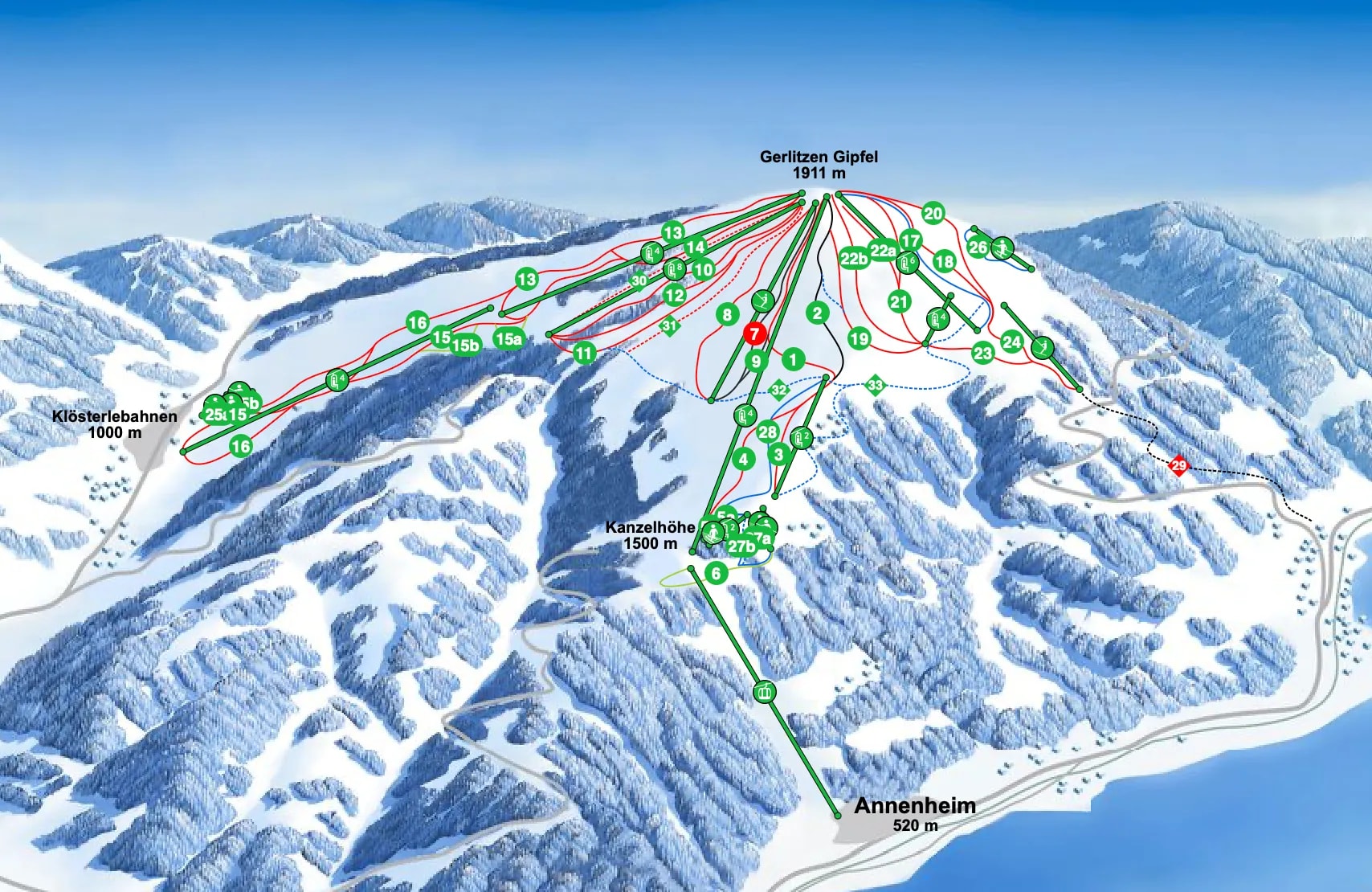 Pistenpanorama Gerlitzen Alpe - Die besten Pisten im Zentrum Kärntens